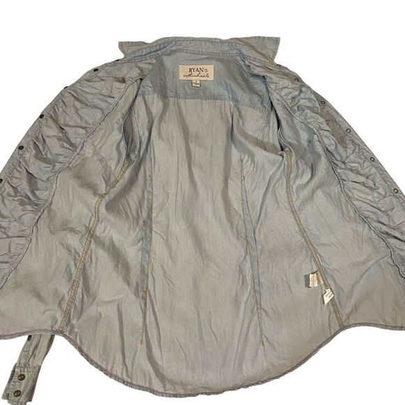 Ryan Michael Western Women's Ruched Design Dress Snap Buttons Light Blue S - Picture 9 of 14